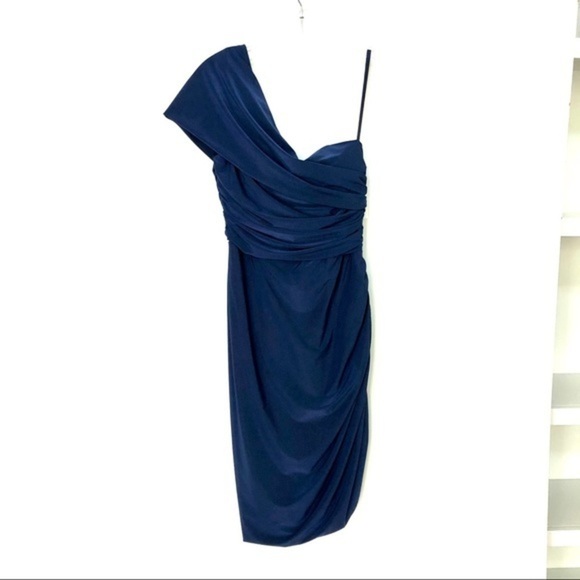 ELIZA J Ruched One-shoulder Midi Dress size 6 - Picture 5 of 8